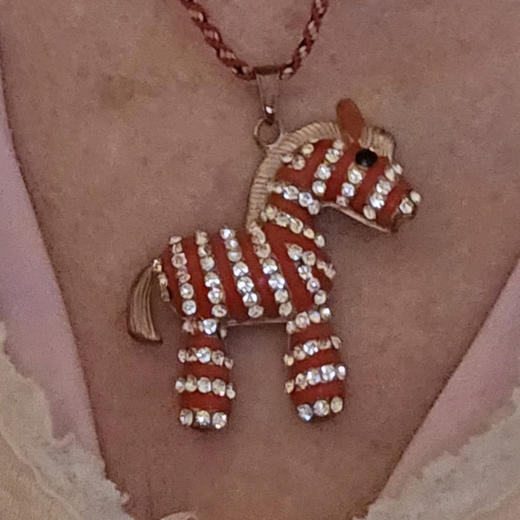 Enamel Zebra Pendant with Cord - Picture 2 of 6